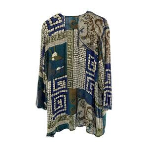 VTG New Options by Kate Geddes Lagenlook Mosaic Open Front Ruana Wrap Sz O/S